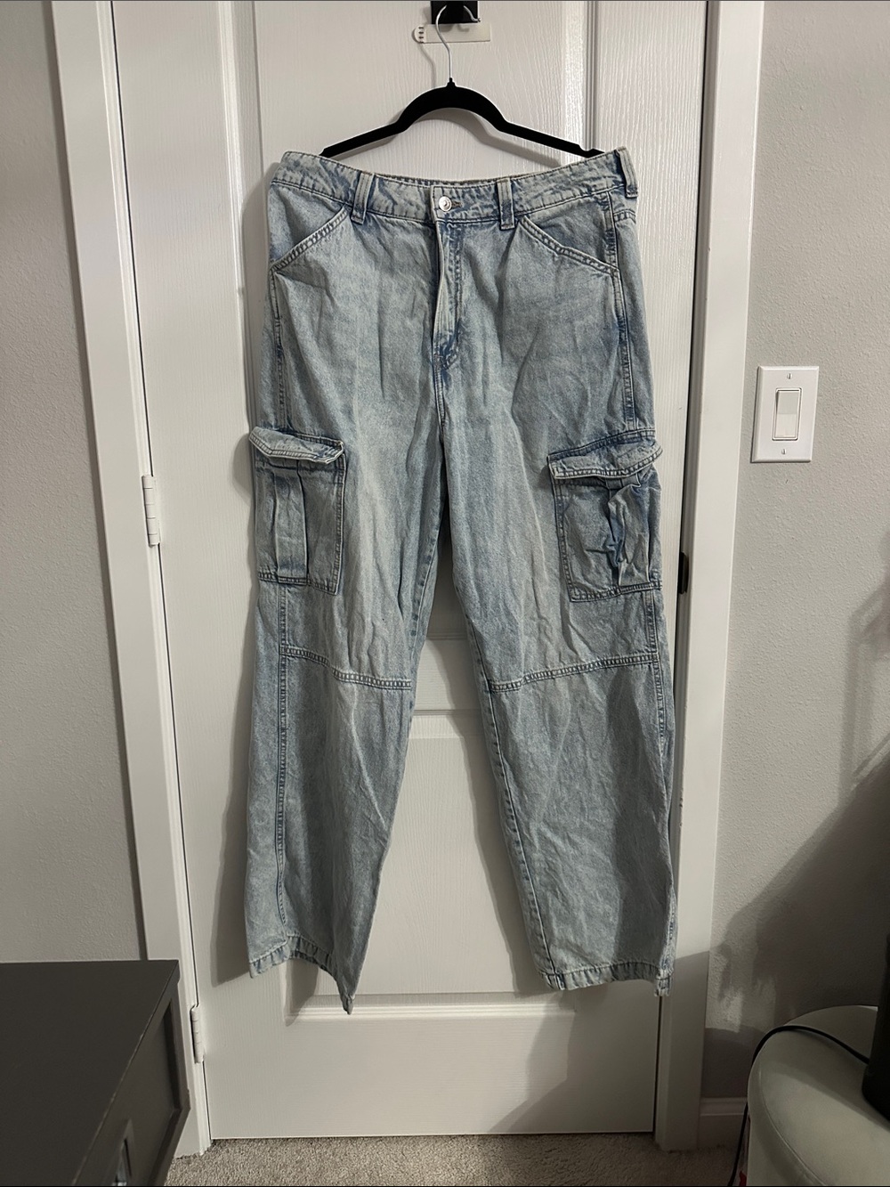 H&M Light Wash Denim Cargo Jeans